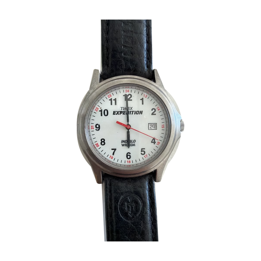 Vintage Timex Expedition Indiglo WR50M White Dial Watch - Requires a Battery