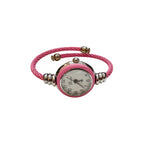 Vintage-Style Pink Cable Bangle Quartz Watch - Requires a Battery