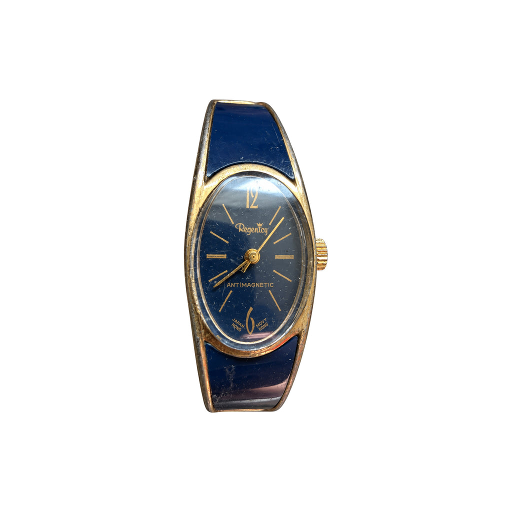 Vintage Regency Blue Oval Antimagnetic Mechanical Watch - Requires Winding