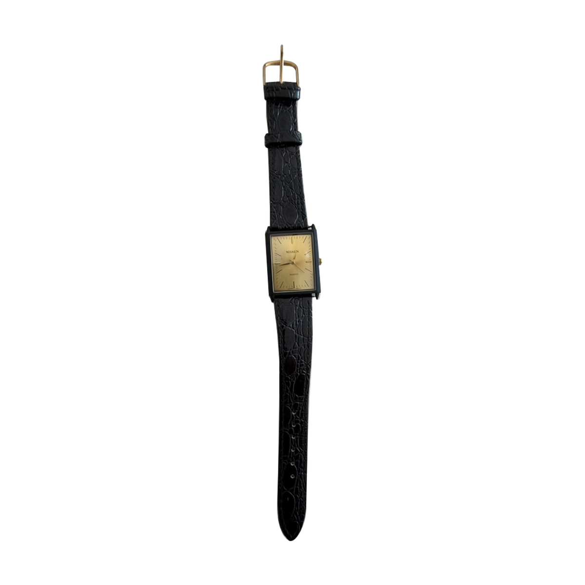 Vintage Nisken Rectangular Gold Dial Quartz Watch - Requires a Battery