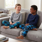 Mad Dog Boys' 2-Pack Microfleece Pajama Pants Set - Bear Plaid and Blue Plaid