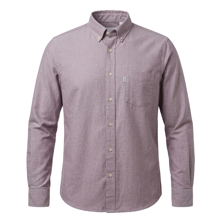 Five Four Dusty Mauve Oxford Long Sleeve Shirt - Mauve / Pink / Size Large