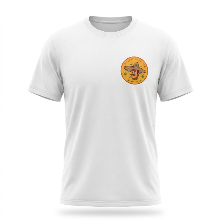 El Merch "Welcome to Tijuana" Sombrero Graphic T-Shirt White