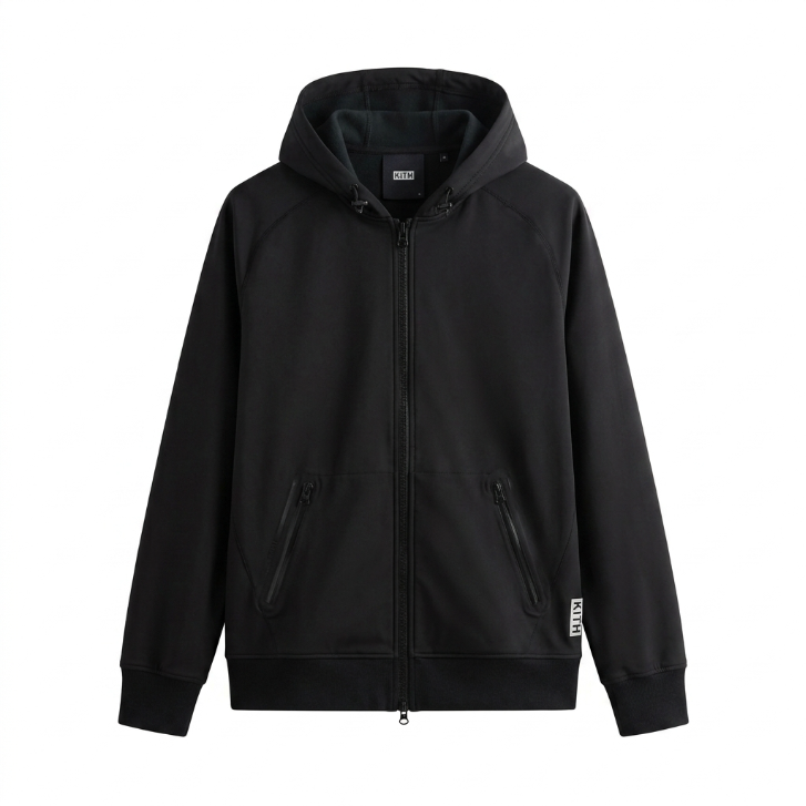 KITH Softshell Zip-Up Hooded Jacket - Black