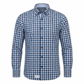 Five Four Navy & White Gingham Check Long Sleeve Shirt - Navy / White / Size Large