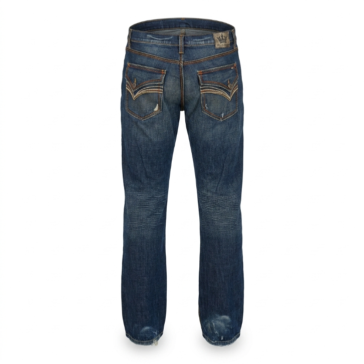 Five Four Distressed Medium Wash Straight Leg Denim Jeans