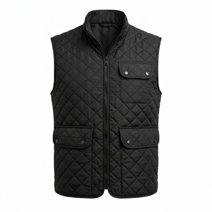 ZARA MAN Quilted Utility Vest Black