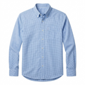 Five Four Micro Check Pattern Long Sleeve Woven Button Down Shirt - Light Blue / Size Large