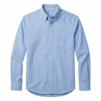 Five Four Micro Check Pattern Long Sleeve Woven Button Down Shirt - Light Blue / Size Large