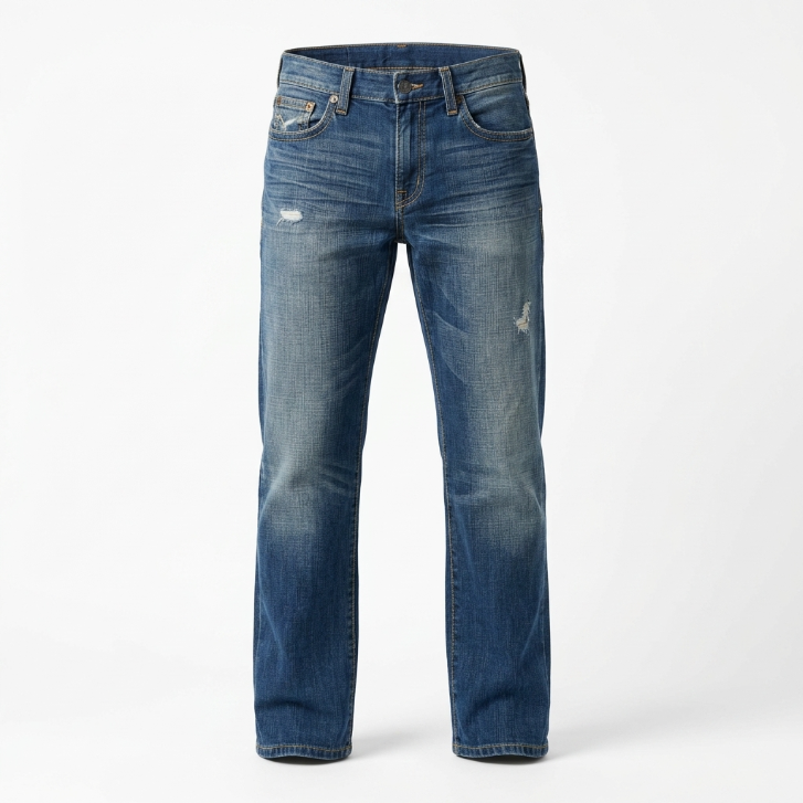 Five Four Faded Medium Wash Distressed Straight Leg Jeans