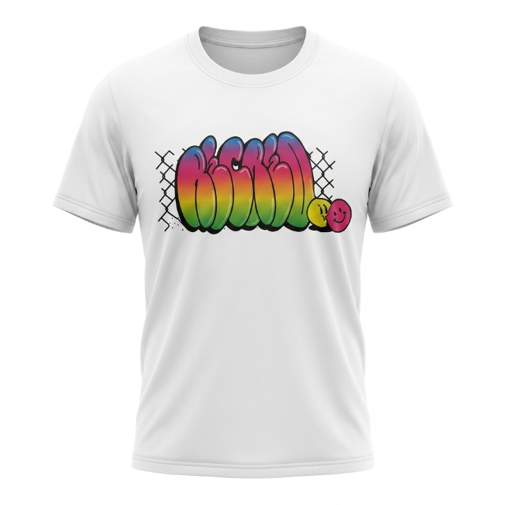 El Merch Graffiti Bubble Letter Smiley Graphic T-Shirt White