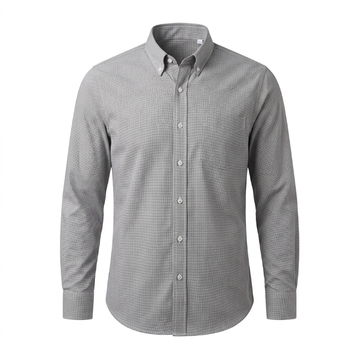 Five Four Micro Grid Check Long Sleeve Shirt - Black / White / Size Large