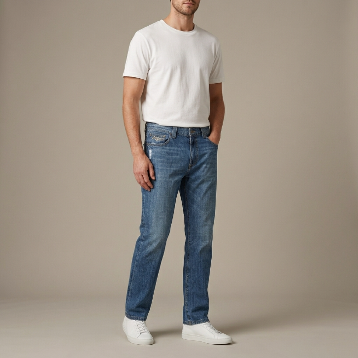 Five Four Jeans Distressed Straight Leg Denim