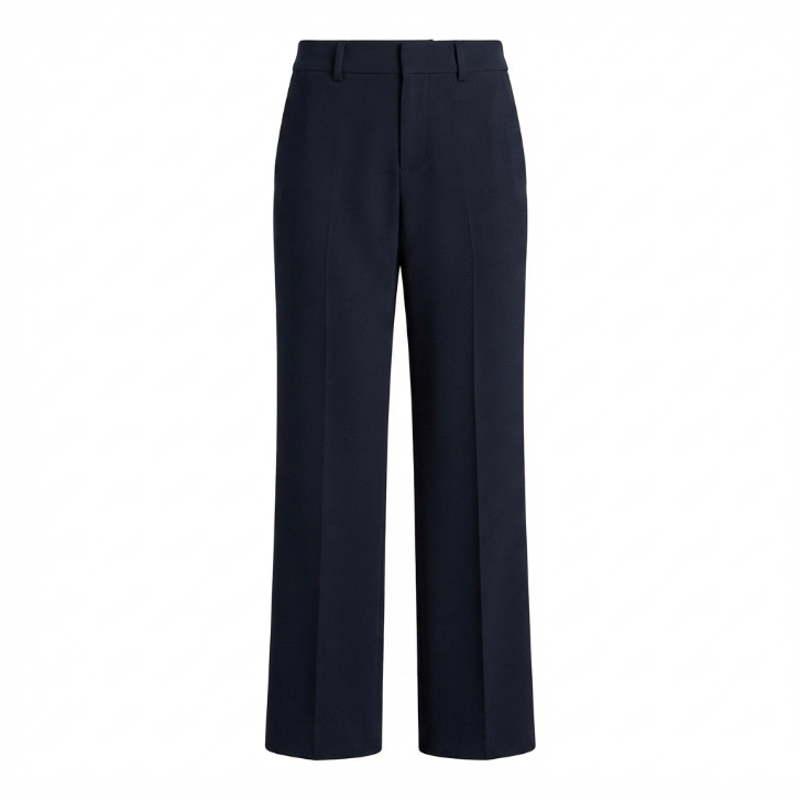 Vince Navy Blue Pull-On Front Crease Trousers Size S