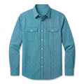 Five Four Turquoise Blue Gingham Check Long Sleeve Shirt - Blue / White / Size Large