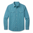 Five Four Turquoise Blue Gingham Check Long Sleeve Shirt - Blue / White / Size Large