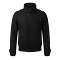 Five Four  Black Wool Blend Ribbed Trim Peacoat Jacket