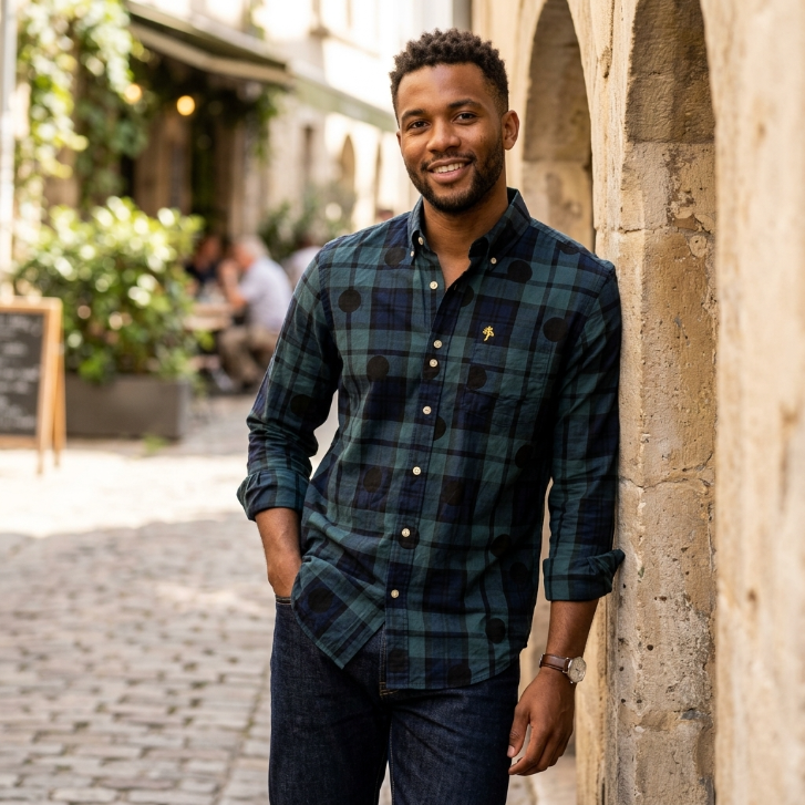 Five Four x Mark McNairy Blackwatch Plaid Polka Dot Shirt