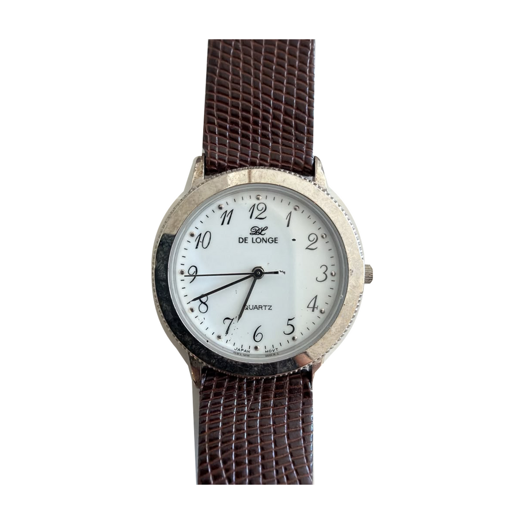Vintage De Longe White Dial Quartz Dress Watch - Requires a Battery
