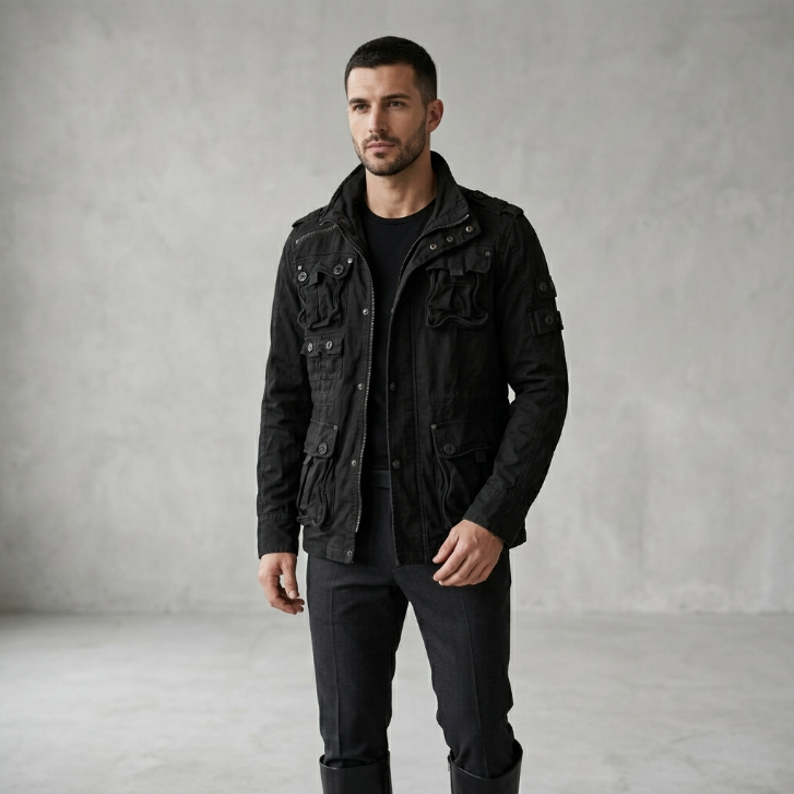 Five Four Black Utility Military Field Jacket