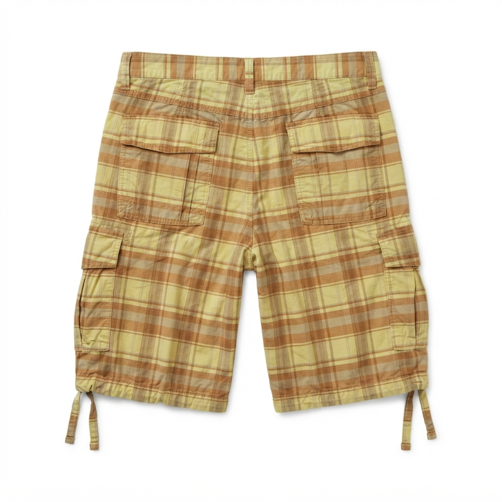 Five Four Yellow Plaid Cargo Shorts