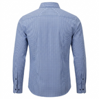 Five Four Blue & White Micro-Gingham Check Long Sleeve Shirt - Blue / White / Size Large