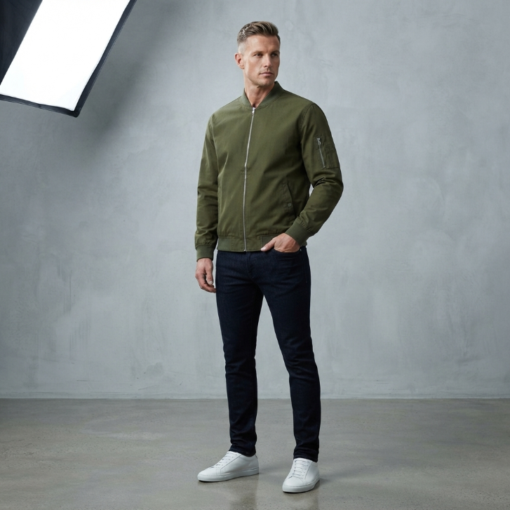 Five Four Olive Green Flight Bomber Jacket