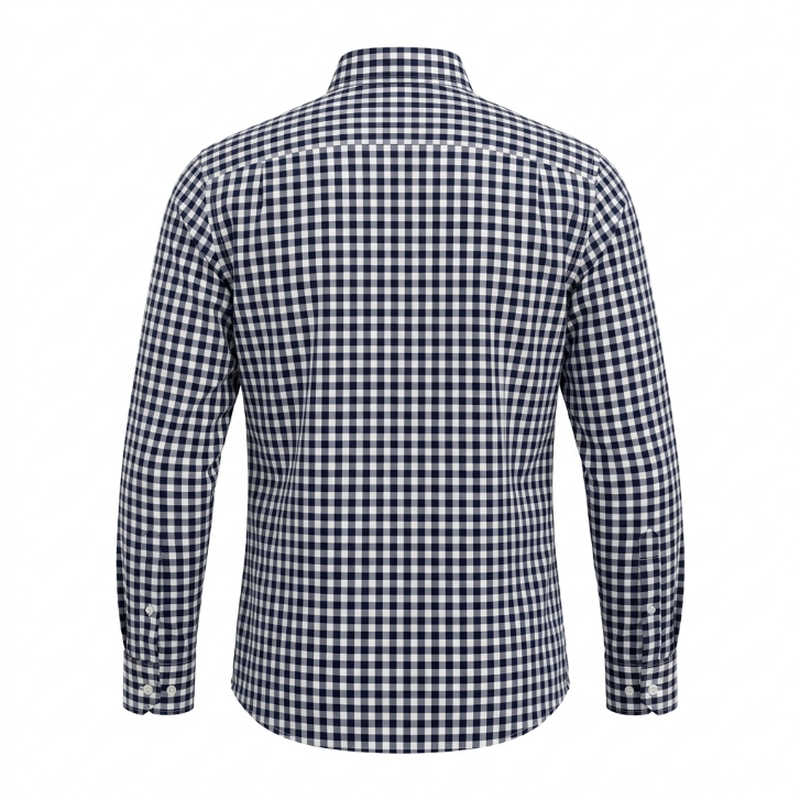Five Four Gingham Check Long Sleeve Button Down Shirt - Black / White / Large