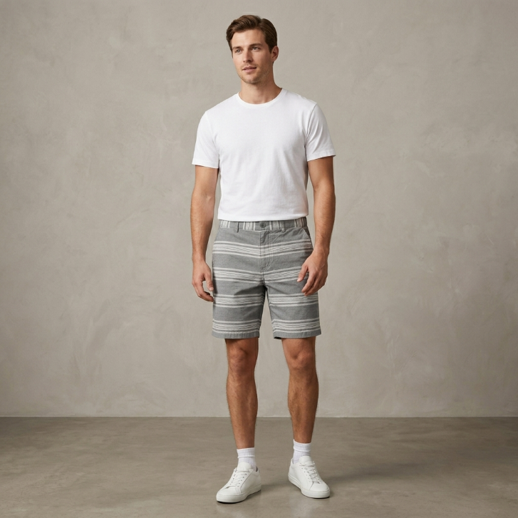 Five Four Glray/White Pinstripe Shorts
