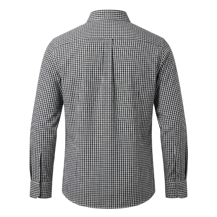 Five Four Black & White Gingham Check Long Sleeve Shirt - Black / White / Size Large