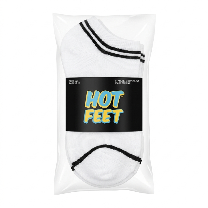 HOT FEET 8 Pack No Show Socks for Women, Thin Low Cut Ankle Socks - Size 4-10 (White)