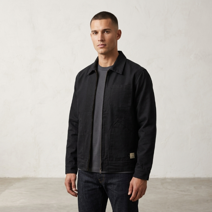 Five Four Cotton Canvas Workwear Jacket Black