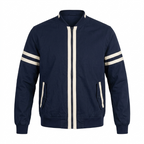 Five Four Navy Plaid-Lined Track Bomber Jacket