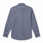 Five Four Windowpane Plaid Grid Check Long Sleeve Shirt - Burgundy / Navy / White / Size Large
