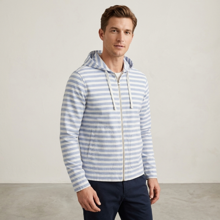 Woolworths Est 1931 Blue & White Striped Hooded Jacket