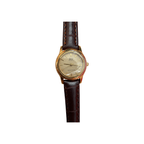 Vintage Q&Q Champagne Dial Gold-Tone Quartz Watch - Requires a Battery