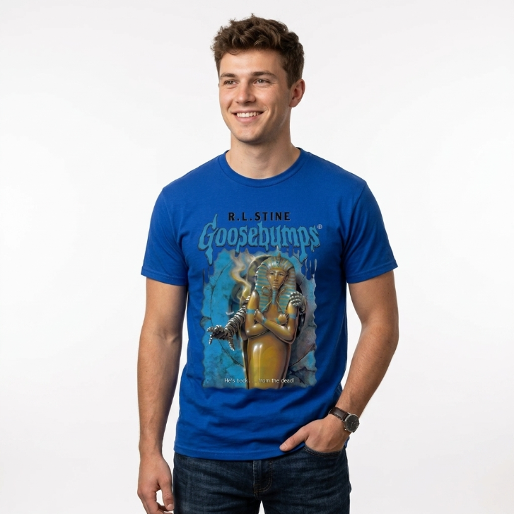 Goosebumps Return of the Mummy T-Shirt -Blue- Officially Licensed R.L. Stine Graphic Tee