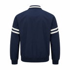 Five Four Navy Plaid-Lined Track Bomber Jacket