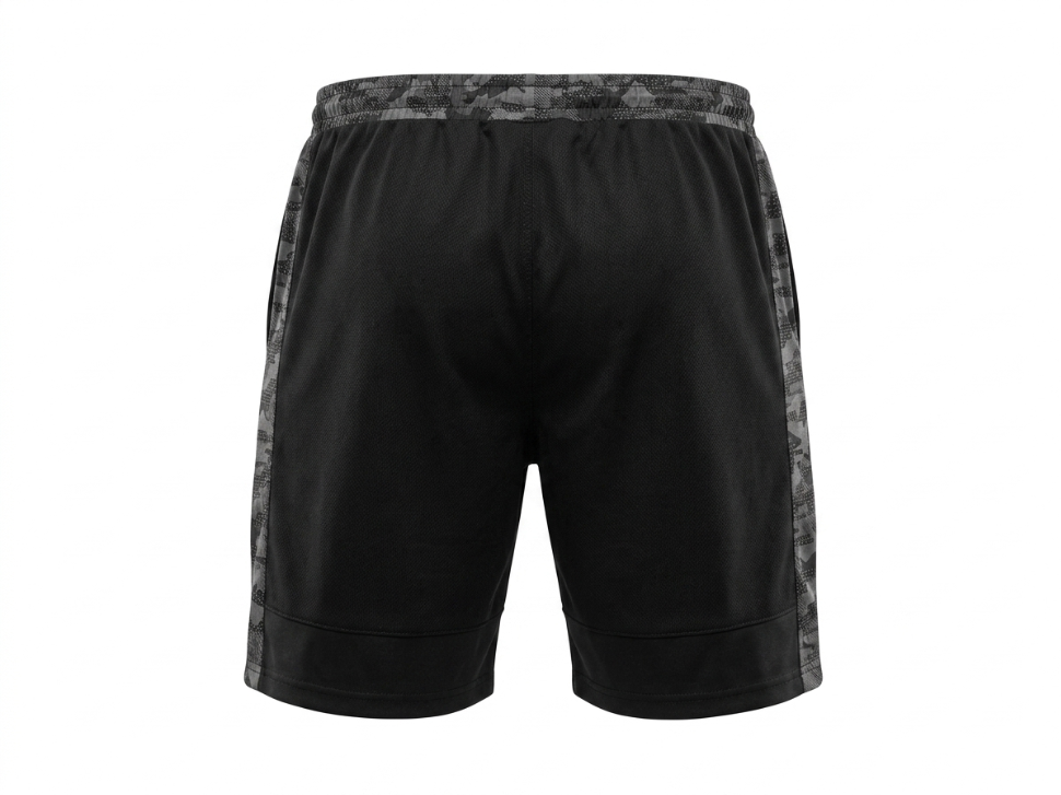 Athletic Shorts in Black with Camo Panels