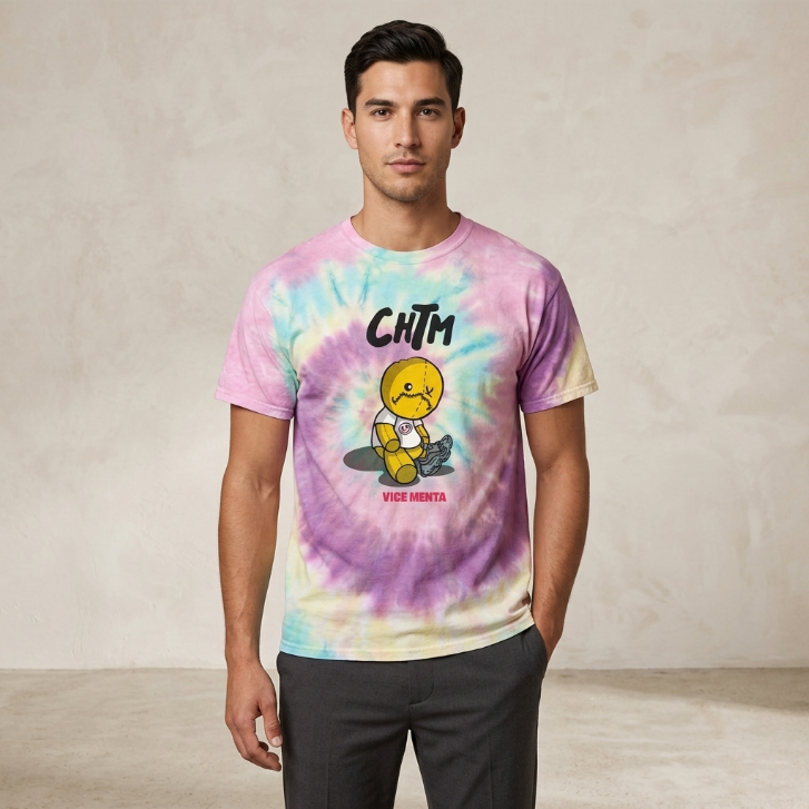 El Merch CHTM Vice Menta Bear Tie-Dye Graphic T-Shirt Multicolor