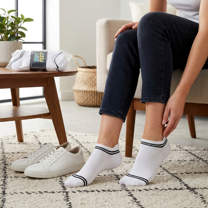 HOT FEET 8 Pack No Show Socks for Women, Thin Low Cut Ankle Socks - Size 4-10 (White)