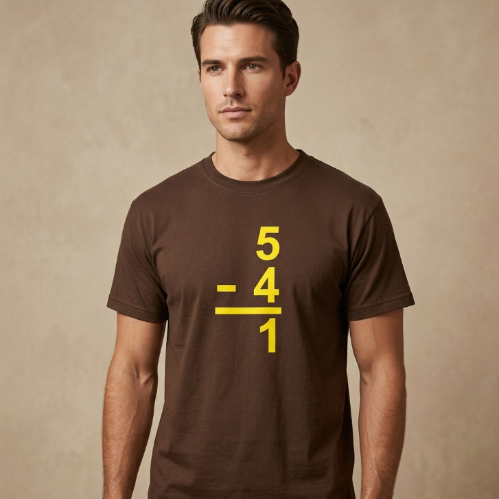 Five Four "5 - 4 = 1" Math Graphic T-Shirt Brown