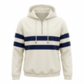 Opening Ceremony Cream Navy Striped Quarter-Zip Hoodie