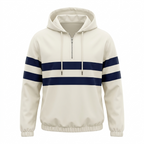Opening Ceremony Cream Navy Striped Quarter-Zip Hoodie