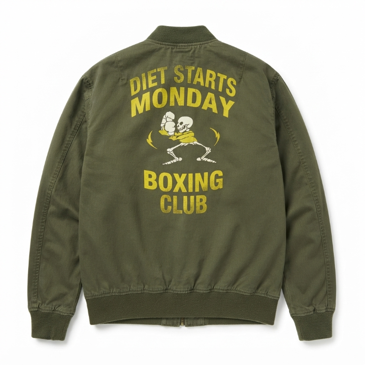 Five Four x Diet Starts Monday Olive Graphic Bomber Jacket