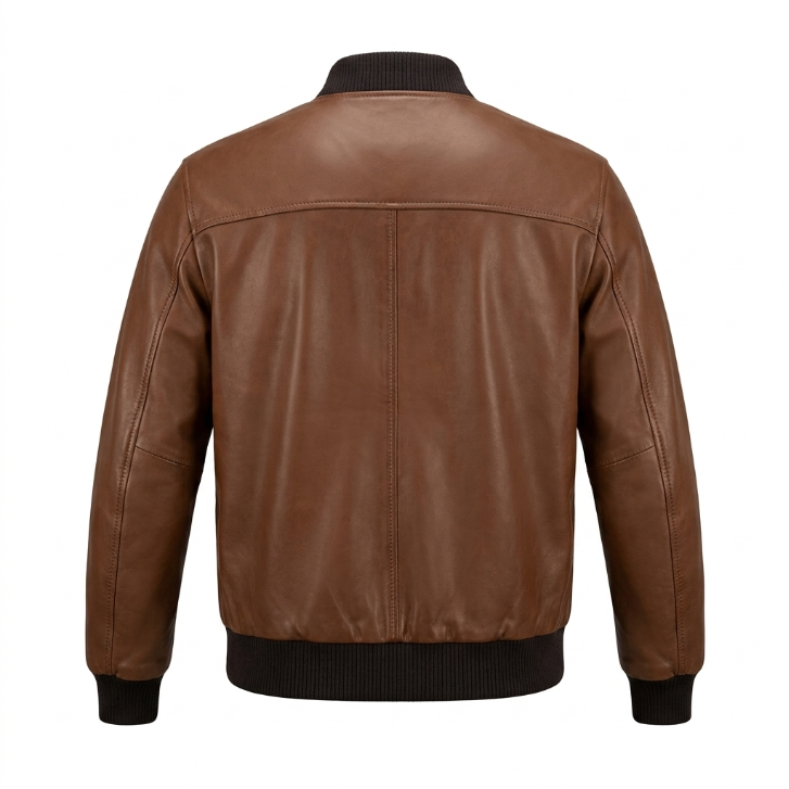BWR Beware Brown Leather Yoke Bomber Jacket