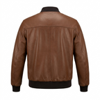 BWR Beware Brown Leather Yoke Bomber Jacket