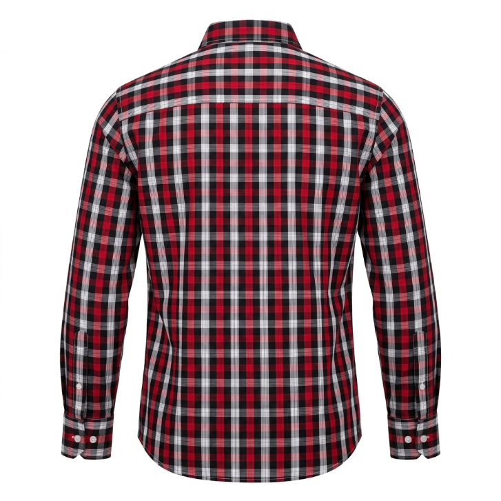 Five Four Red Black & White Plaid Long Sleeve Shirt - Red / Black / Size Large
