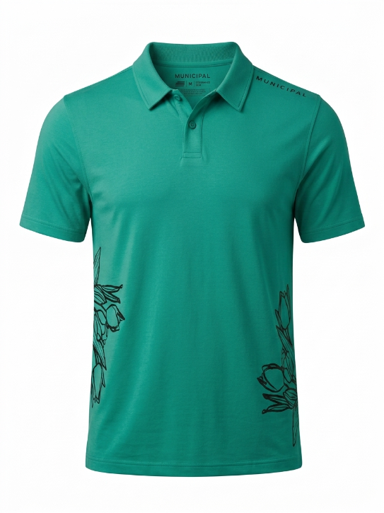 Municipal Sport Teal Tulip Graphic Polo