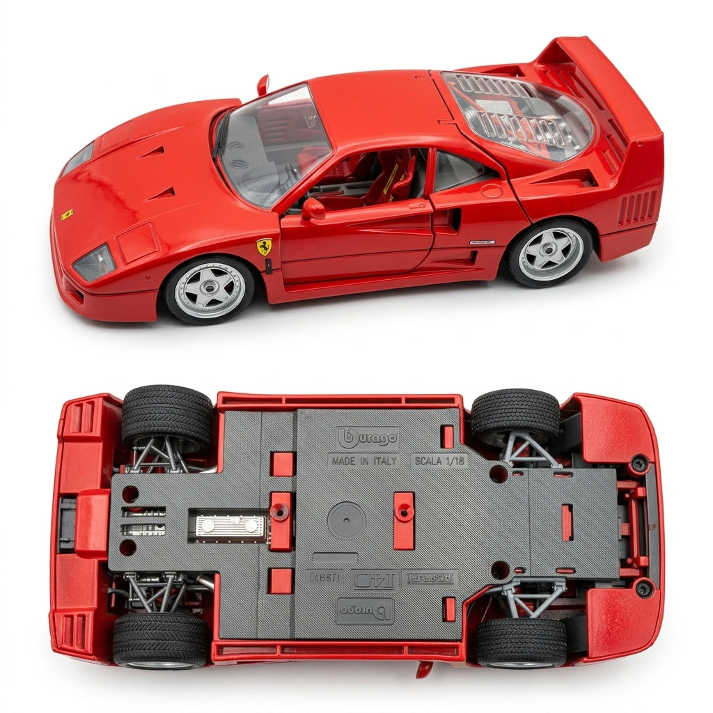 Vintage Bburago Ferrari F40 1987 Red 1:18 Diecast Model – Made in Italy
